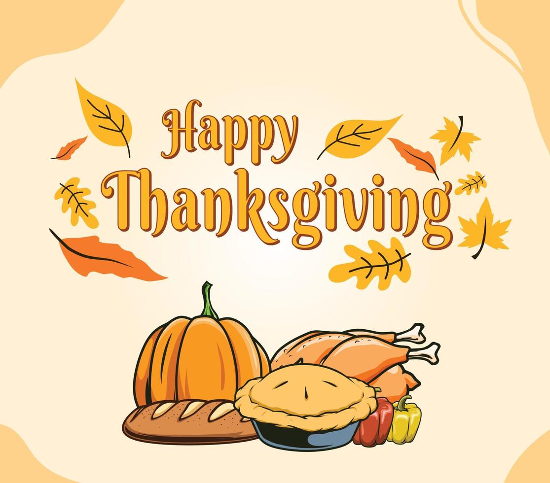 happy thanksgiving greeting card design vector