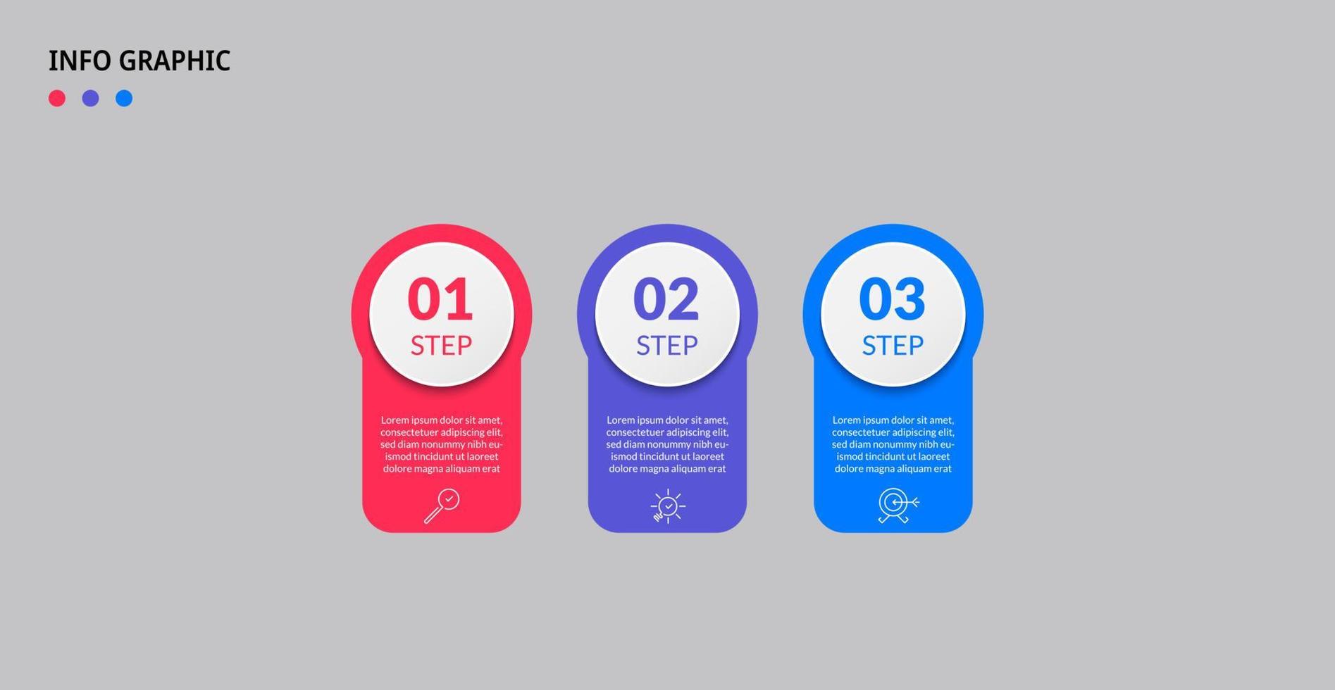 Vector Infographic design business template with icons and 3 options or steps. Can be used for process diagram, presentations, workflow layout, banner, flow chart, info graph