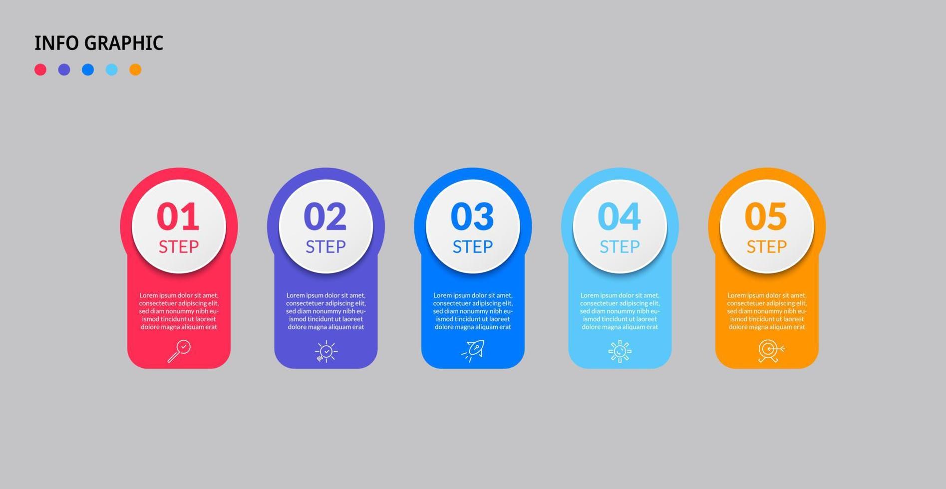 Vector Infographic design business template with icons and 5 options or steps. Can be used for process diagram, presentations, workflow layout, banner, flow chart, info graph