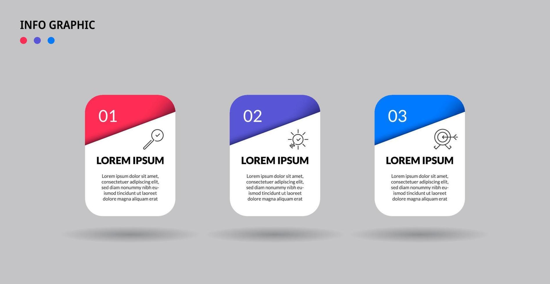 Vector Infographic design business template with icons and 3 options or steps. Can be used for process diagram, presentations, workflow layout, banner, flow chart, info graph