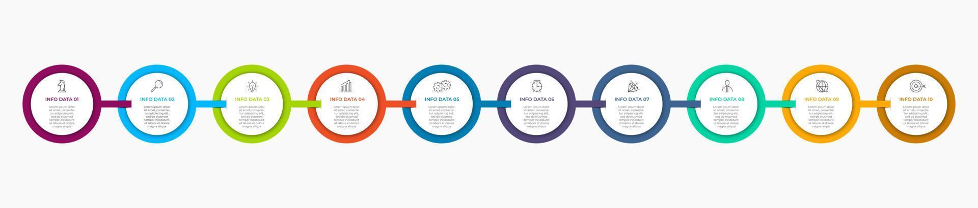 Vector Infographic design business template with icons and 10 options or steps. Can be used for process diagram, presentations, workflow layout, banner, flow chart, info graph
