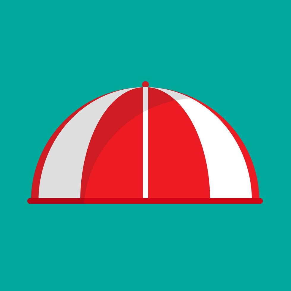 Icono de vector de tienda de comestibles de rayas rojas de toldo. Toldo frontal de mercado boutique vintage. parasol de techo de parasol de fachada plana