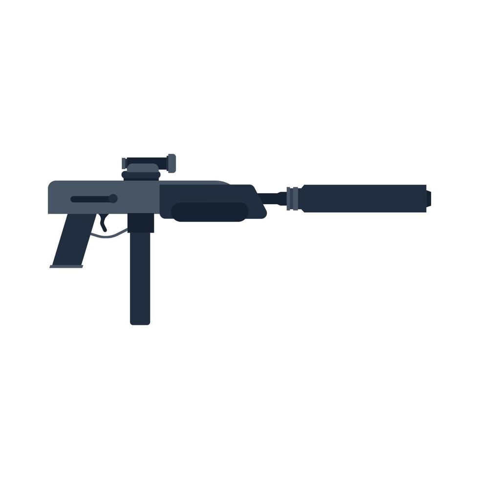 Assault rifle gun vector icon war. Black weapon military army automatic machine. Silhouette police ammunition side arsenal