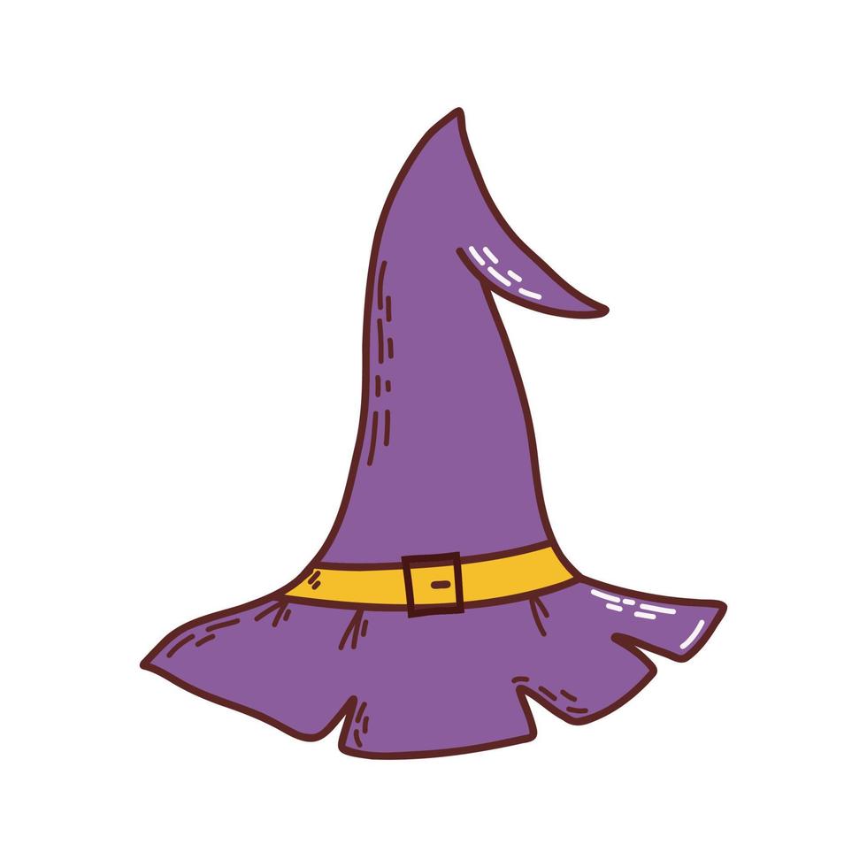 Witch hat. Halloween element. Trick or treat concept. Vector illustration in hand drawn style