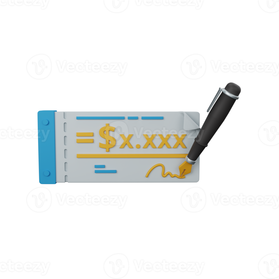 3d rendering bank cheque isolated useful for business, currency, economy and finance design png