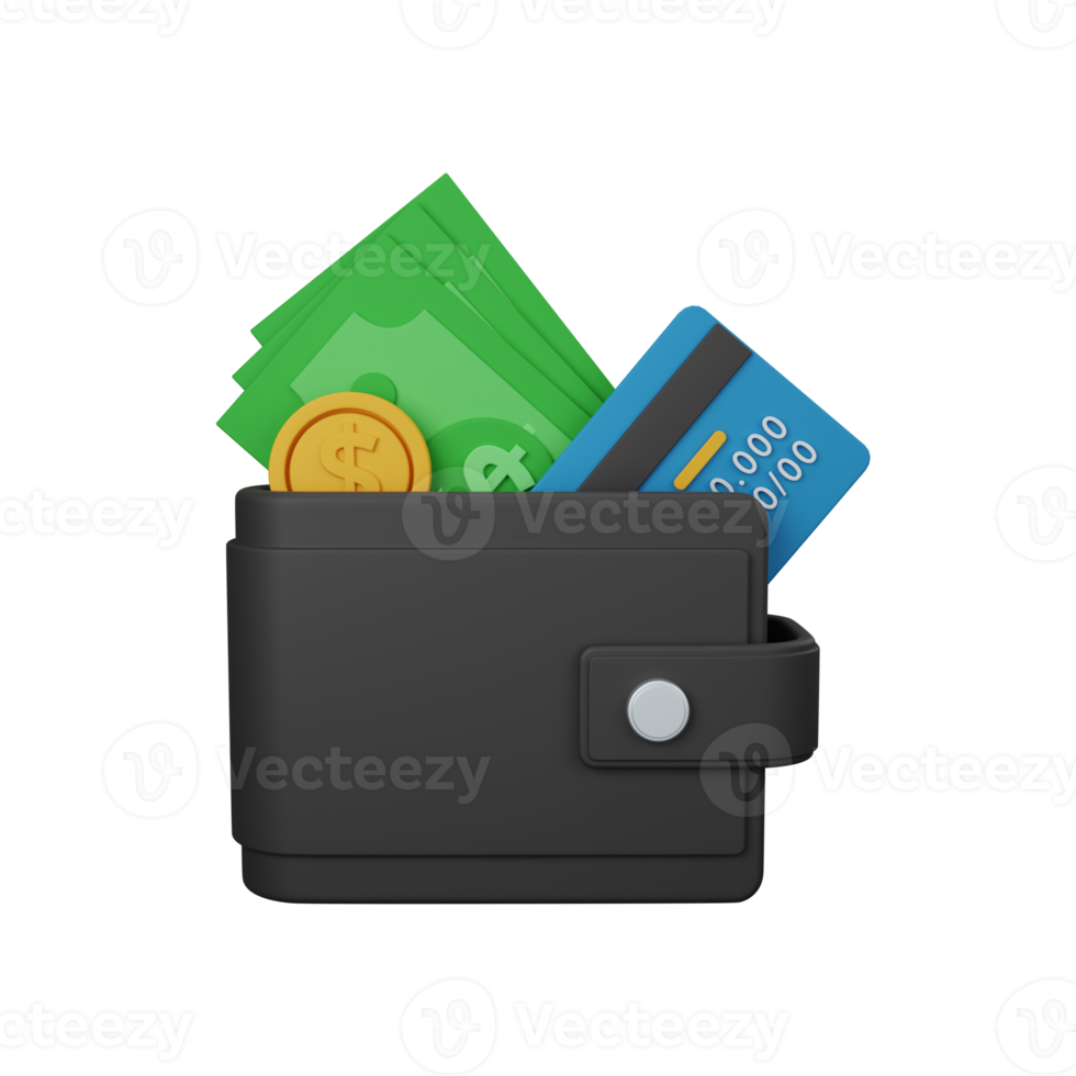 3d interpretazione portafoglio isolato utile per attività commerciale, moneta, economia e finanza design illustrazione png