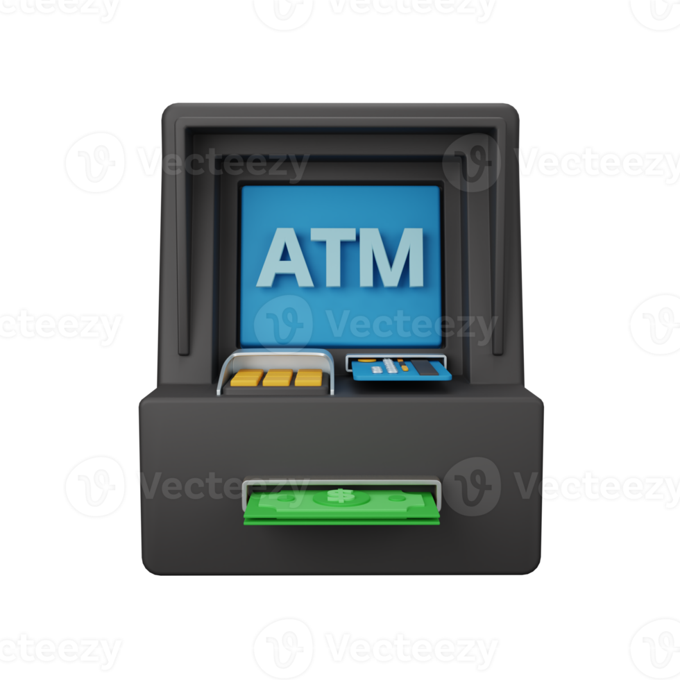 3d rendering atm machine isolated useful for business, currency, economy and finance design png
