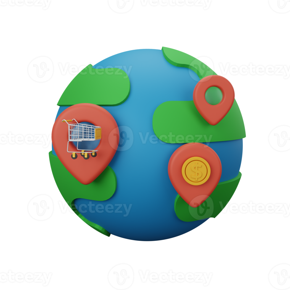 3d tolkning global marknadsföra isolerat användbar för företag, valuta, ekonomi och finansiera design png