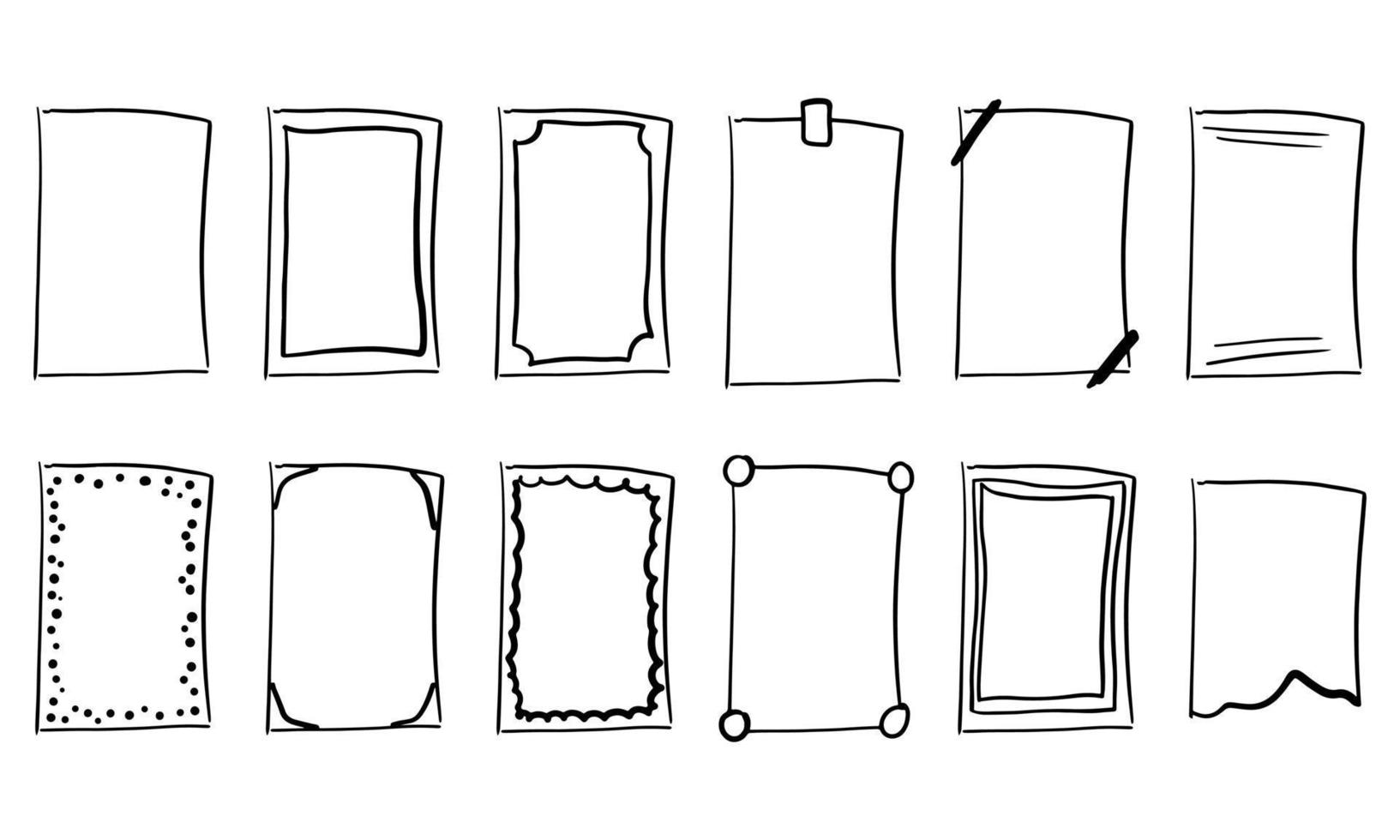 Draw frame box and hand drawn sketch border. Square handdrawn boarder brush doodle vector illustration. Outline ink scrawl and line scribble rectangle. Cute decorative design rectangular drawing set