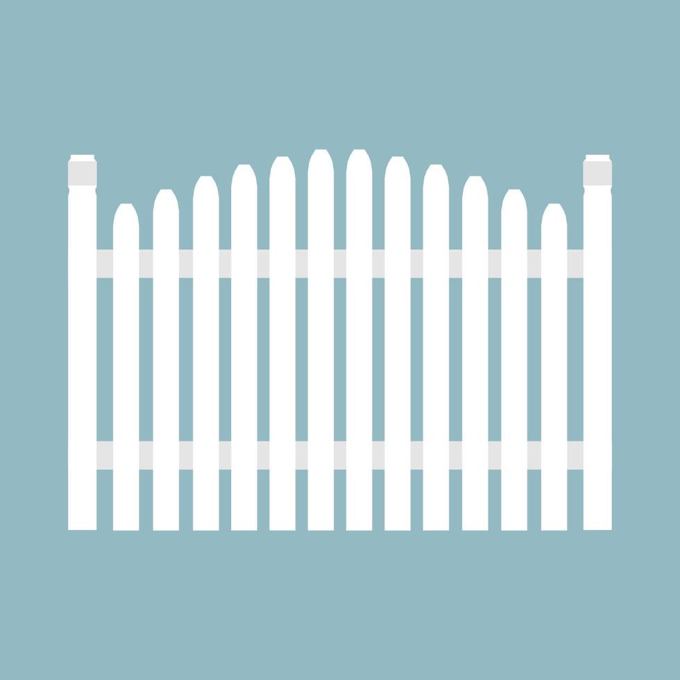 Fence white vector icon protection architecture element wooden plank. Flat farm structure