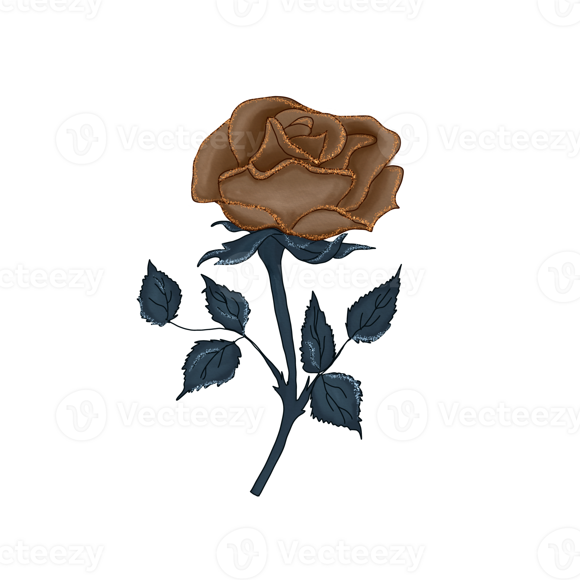 Free Brown Rose with leaves 10885639 PNG with Transparent Background