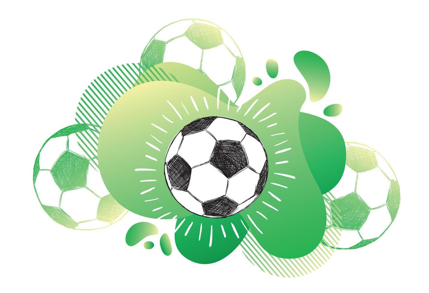 Hand drawn football, soccer ball sketch. Fluid abstract background. Banners with flowing liquid shapes. Vector