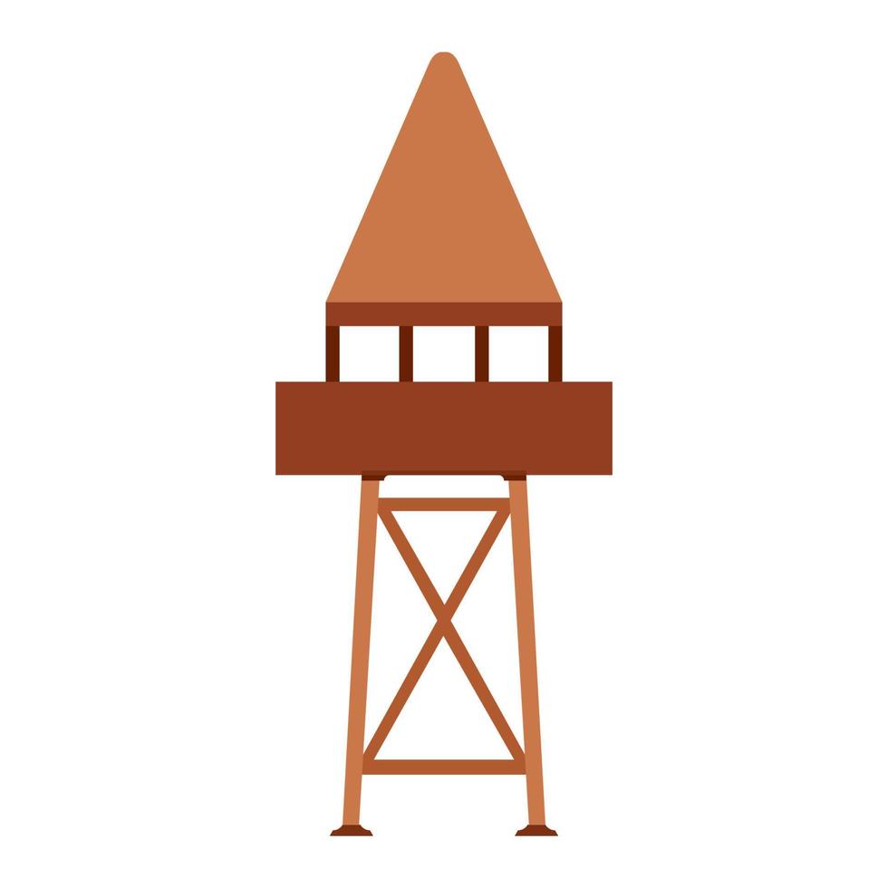 Tower observation vector illustration building architecture. Outdoor tower observation security station watch guard. Safety post military isolated white. Tall watchtower architecture security guard
