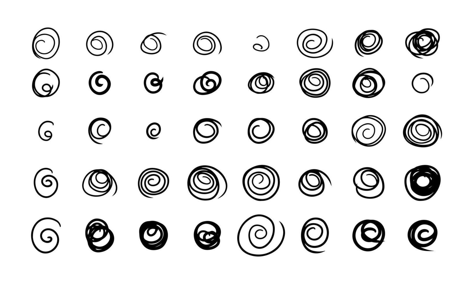 Hand drawn scribble point and doodle sketch icon. Handdrawn logo circle and scratch line element vector illustration. Sign shape design and collection outline stroke. Set isolated white curve pointer