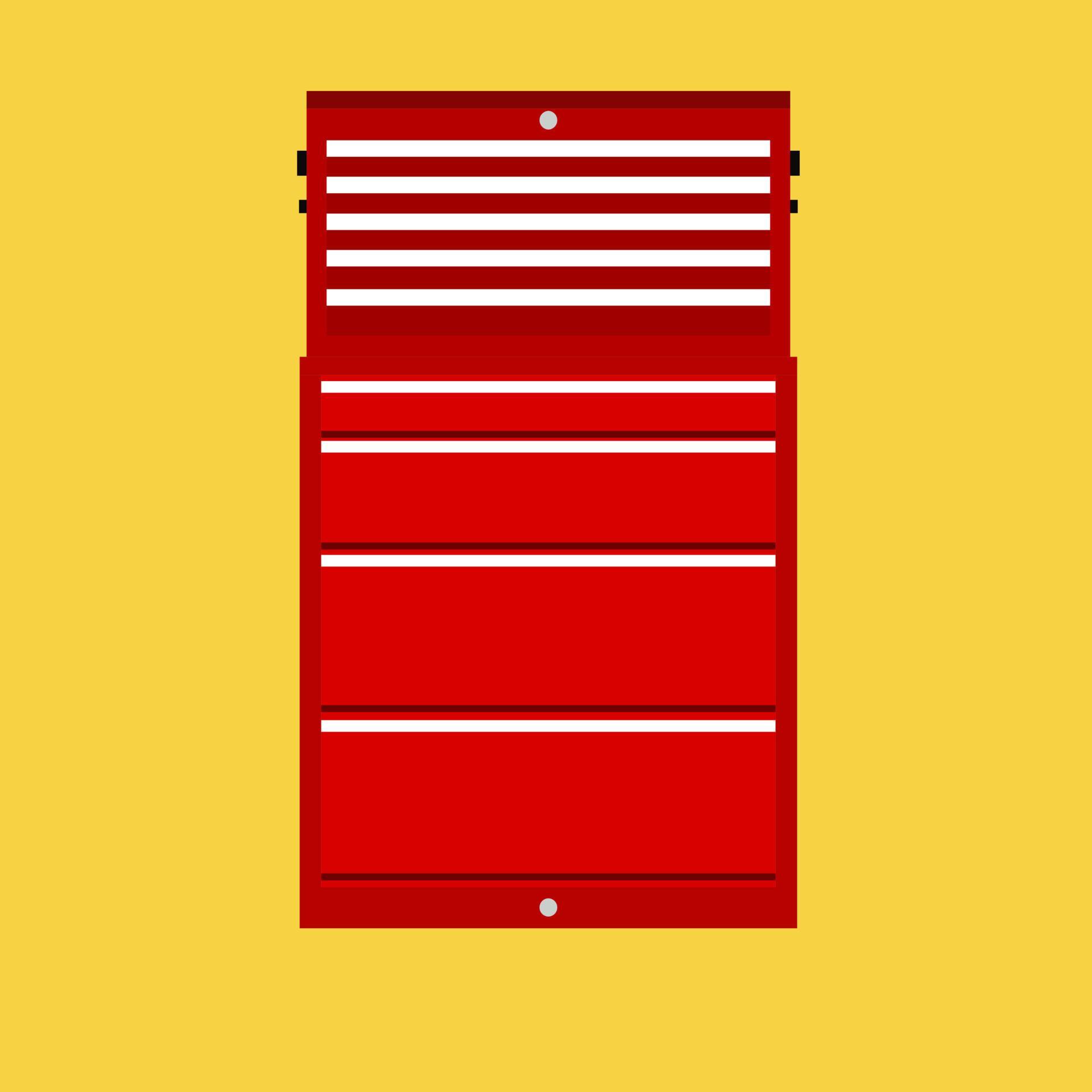 Red tool box vector construction equipment repair. Work maintenance kit service. Toolkit