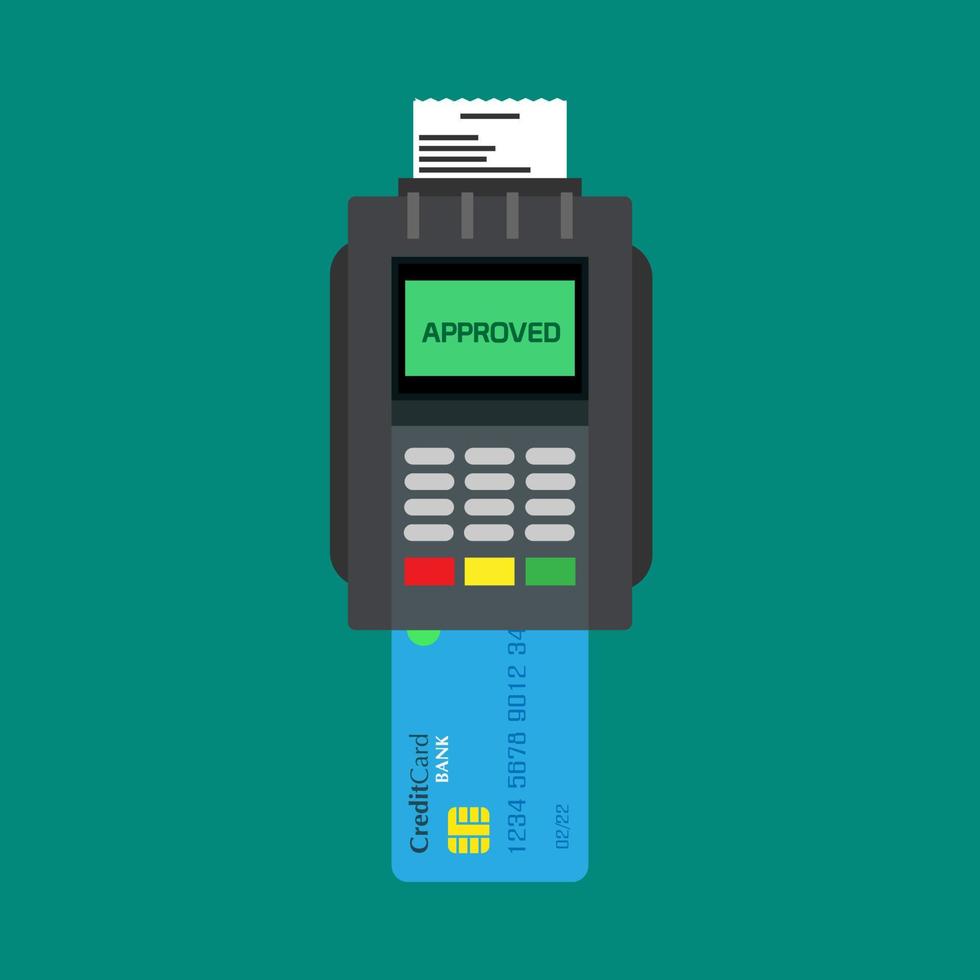 lector de tarjetas de crédito dispositivo de pago bancario atm vector icono vista superior. terminal de punto de venta de máquina sin efectivo de servicio plano comercial