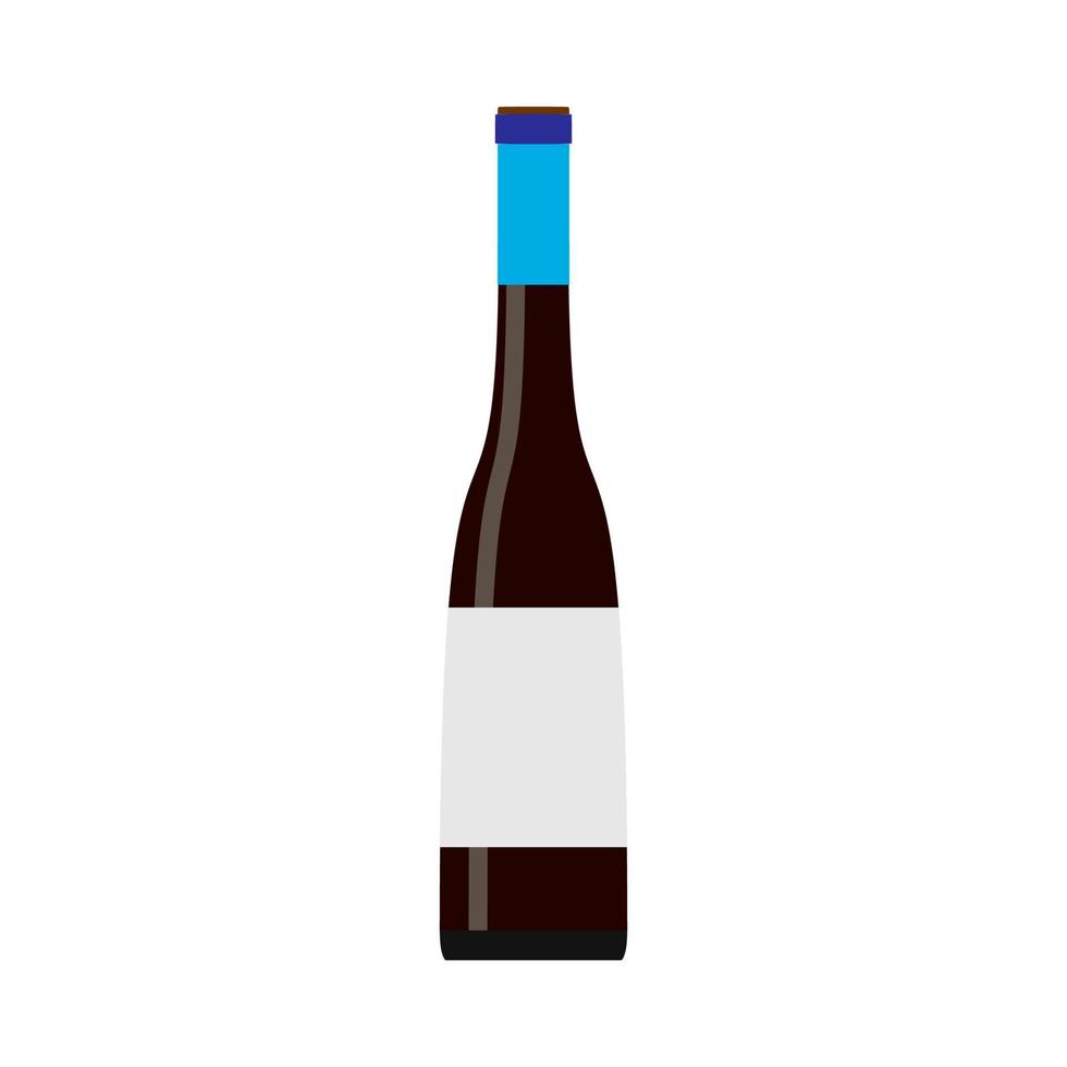 vino tinto botella celebración vidrio alcohólico vector. silueta de icono de comida plana vector