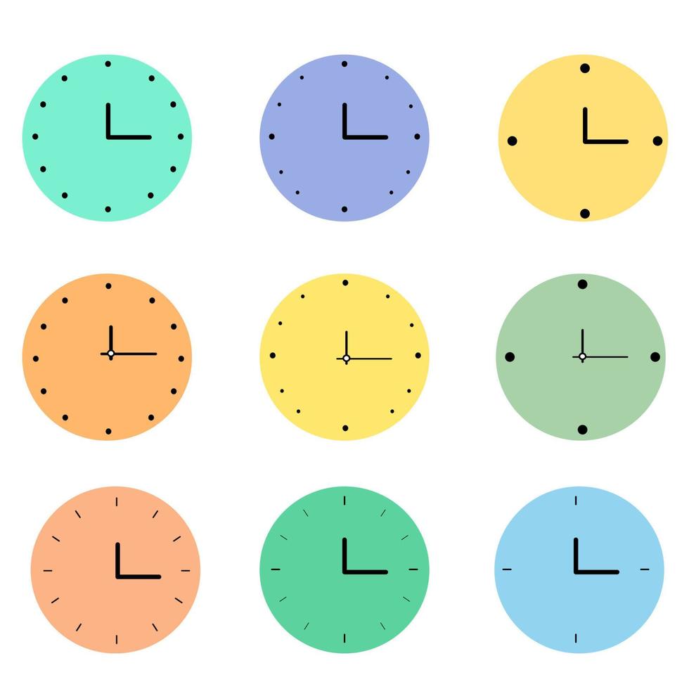 conjunto de iconos de reloj plano vector