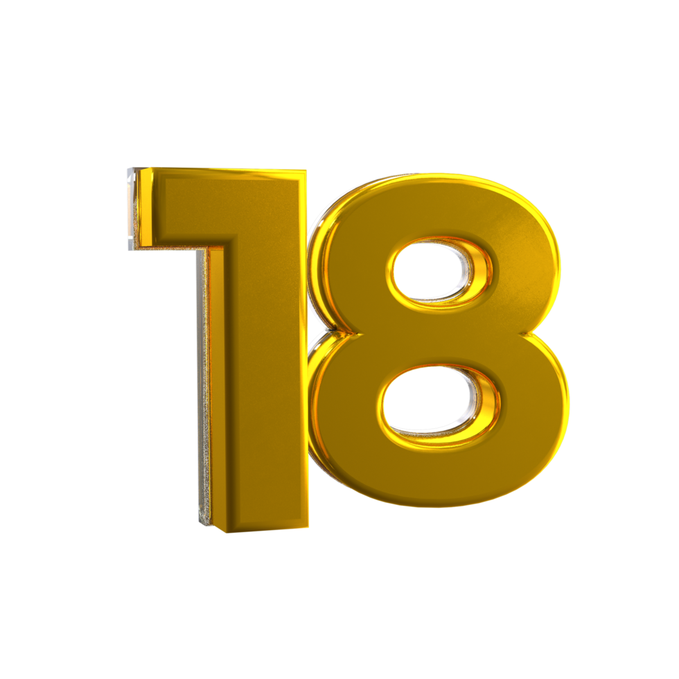 Mental Yellow 18 3D Number png