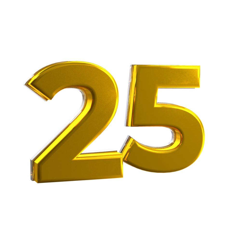 Mental Yellow 25 3D Number png