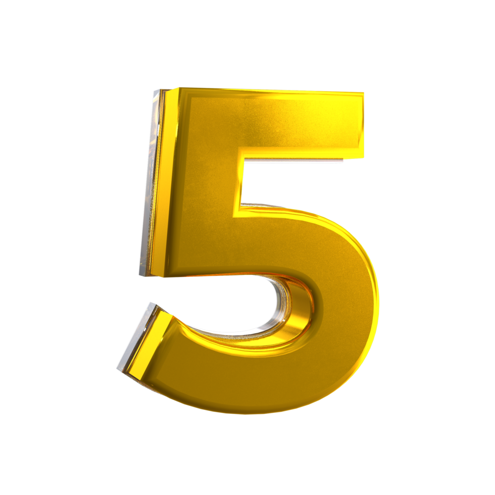 3D Number 5 Mental yellow png