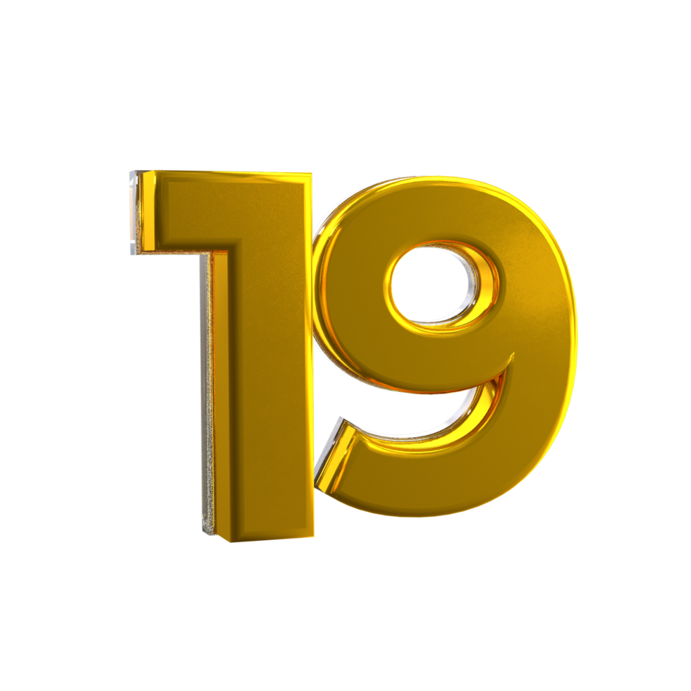 Mental Yellow 19 3D Number png