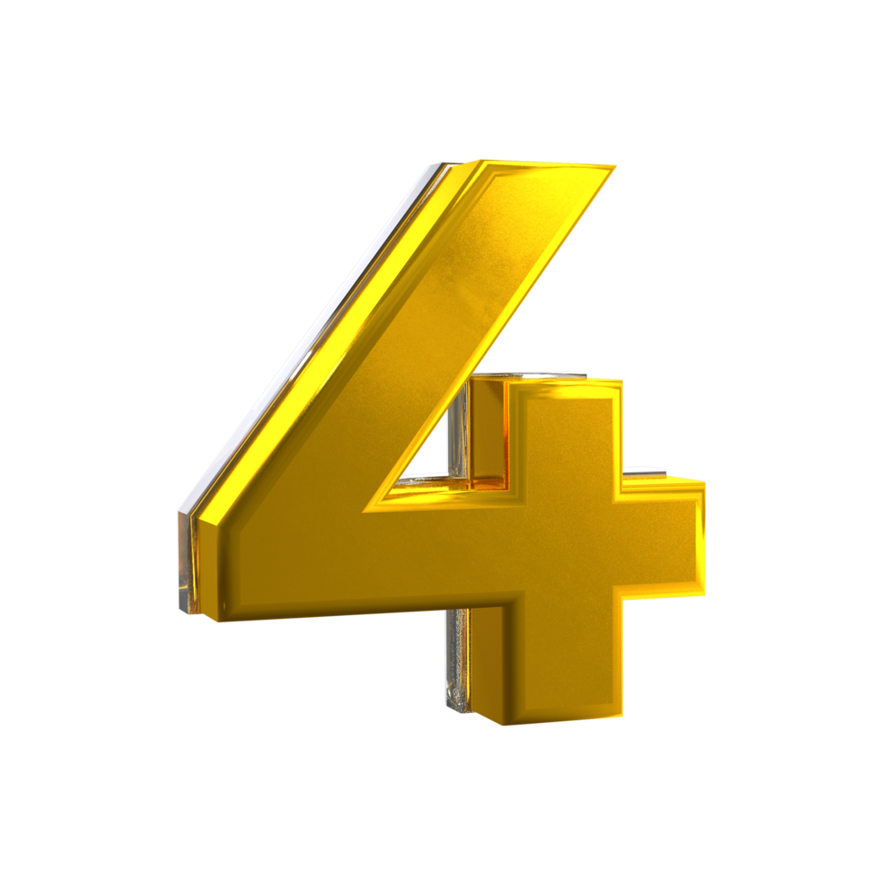 3D Number 4 Mental yellow png