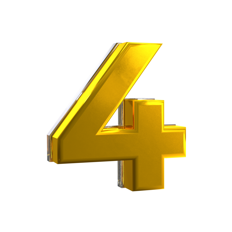 3d número 4 mental amarelo png