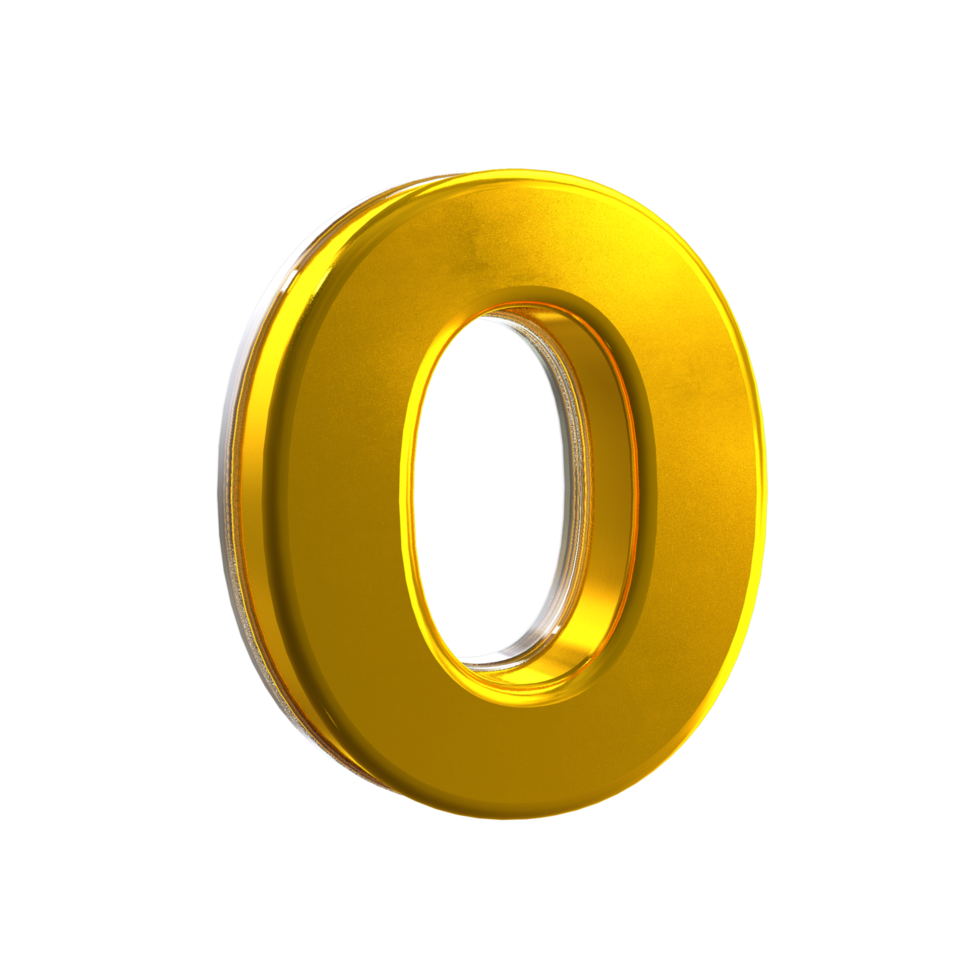 3D Number 0 Mental yellow png