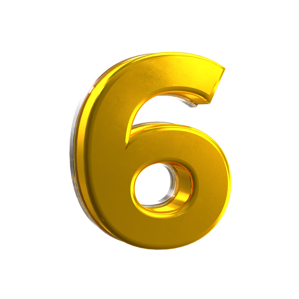 3D Number 6 Mental yellow png
