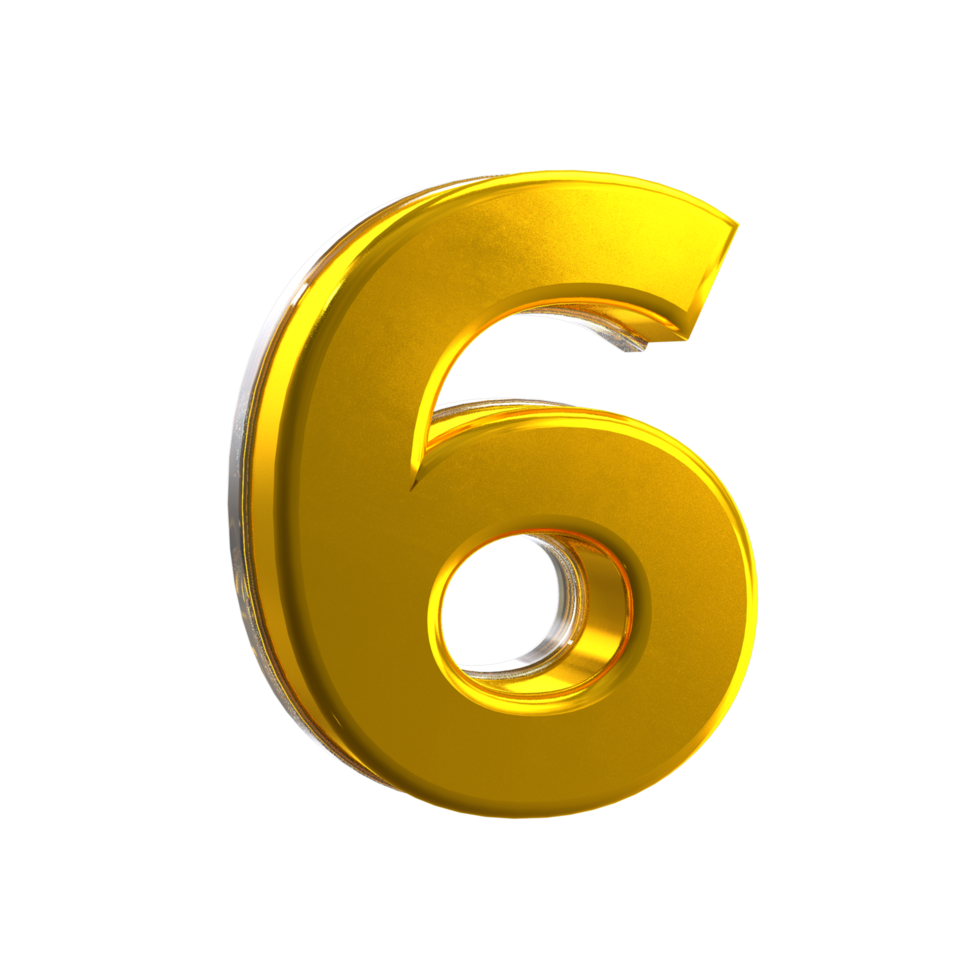 3D Number 6 Mental yellow png