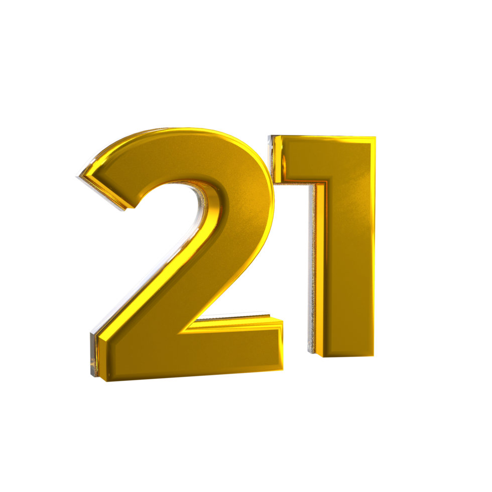 Mental Yellow 21 3D Number png