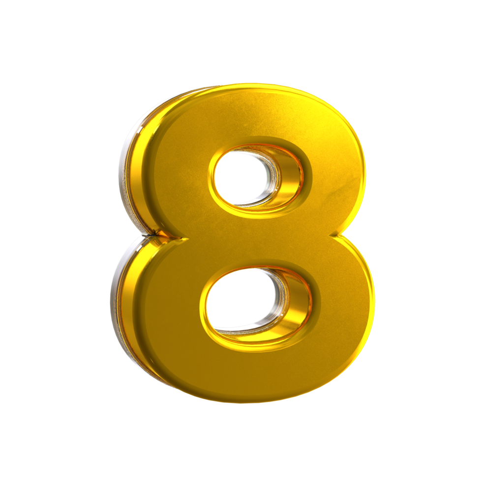 3D Number 8 Mental yellow png