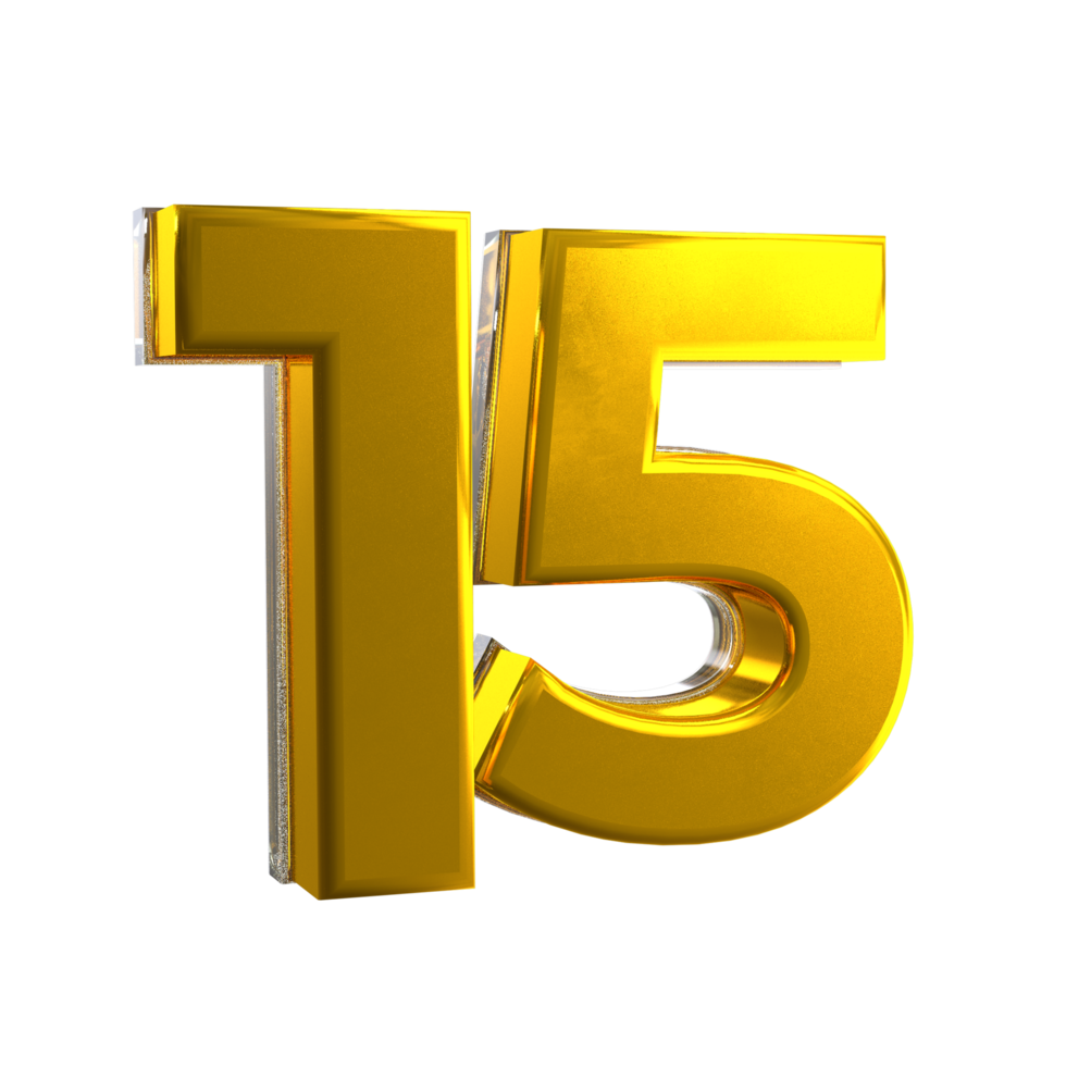 3D Number 15 Mental yellow png