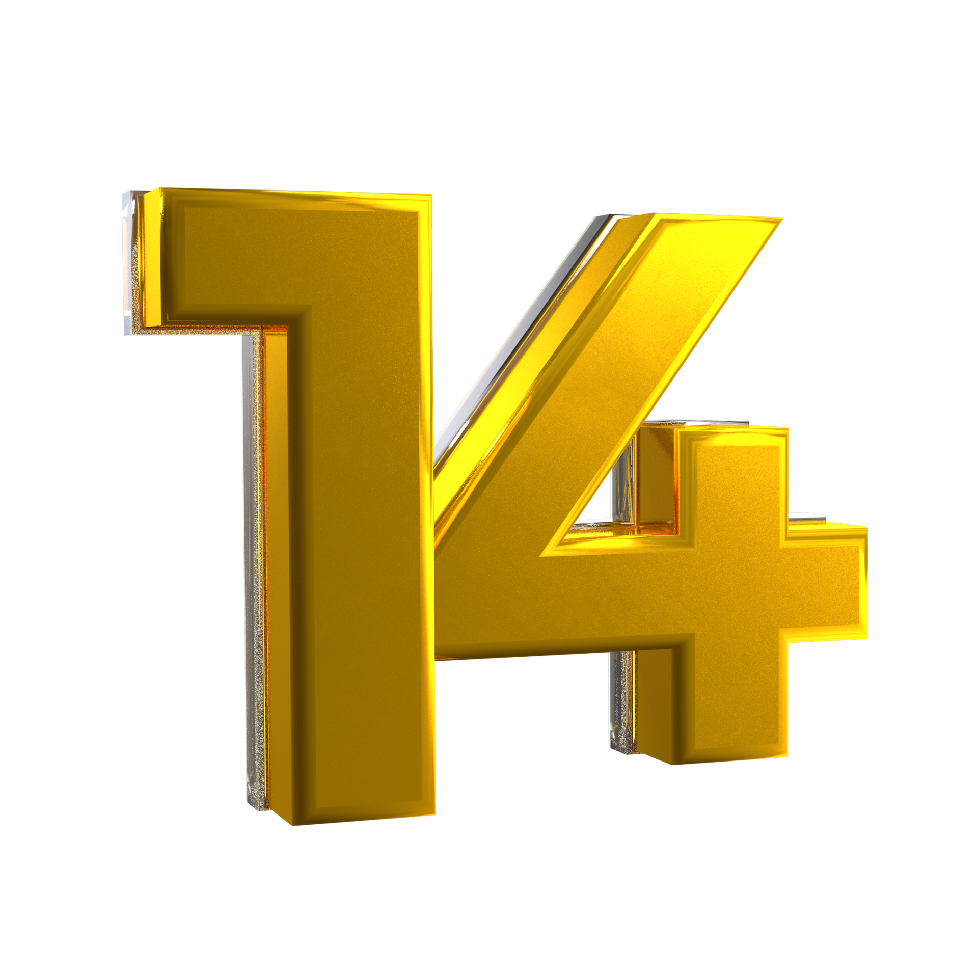 3D Number 14 Mental Yellow 10885824 PNG
