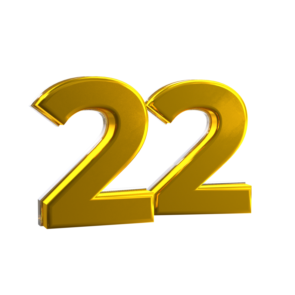 Mental Yellow 22 3D Number png