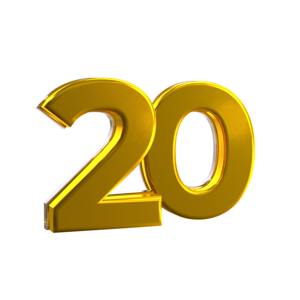 Mental Yellow 20 3D Number png