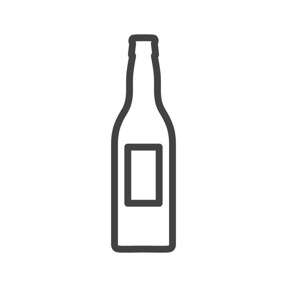 icono de ilustración de vector de bebida de vidrio de botella. símbolo de bebida de recipiente de plástico líquido y objeto de etiqueta de barra de alcohol. signo gráfico de comida refresco o cerveza blanco aislado. contorno producto silueta en blanco pub