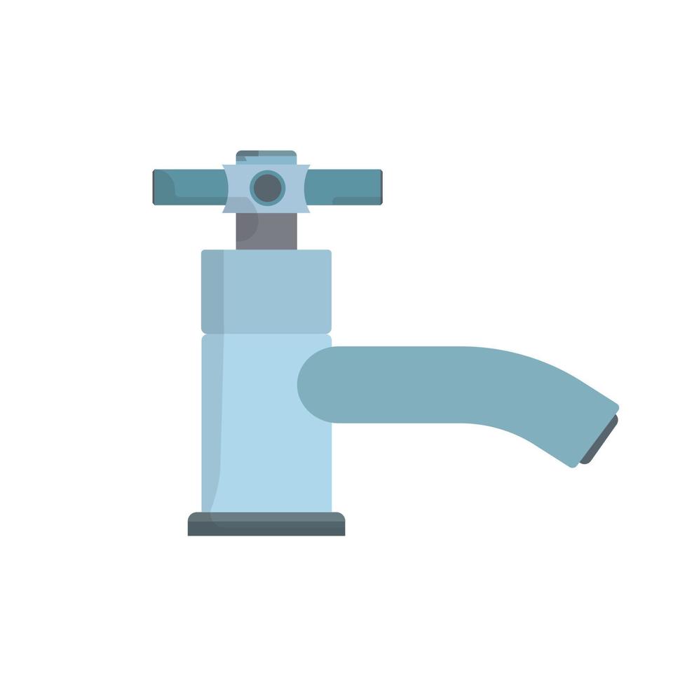 Faucet side view symbol equipment water tap vector icon. Household blue bathroom sink pipe isolated illustration