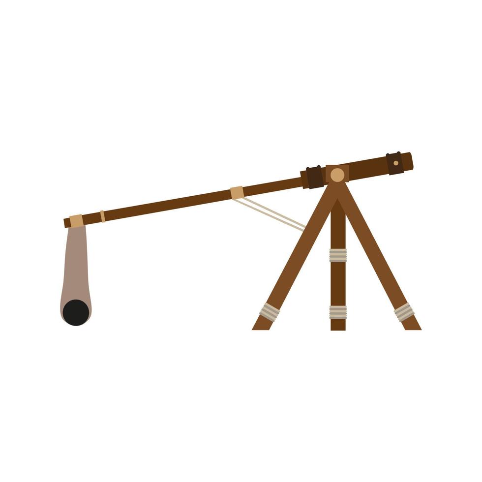 War catapult weapon vector illustration ancient wooden isolated icon. Medieval catapult slingshot battle cartoon wood symbol gun. Launch equipment artillery castle ballistic defence machinery icon
