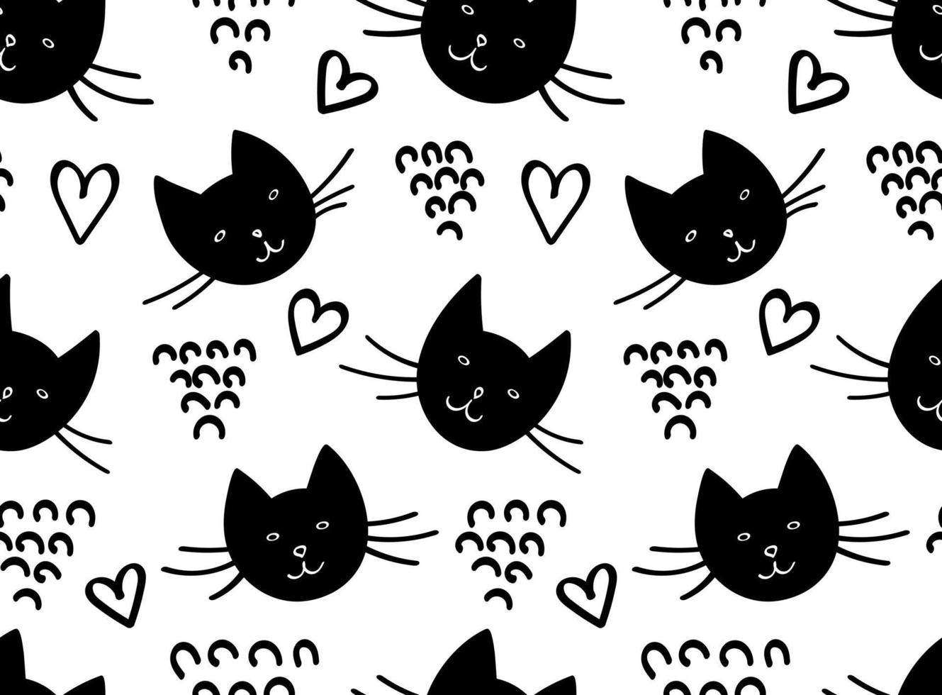 Seamless pattern with cats and hearts vector