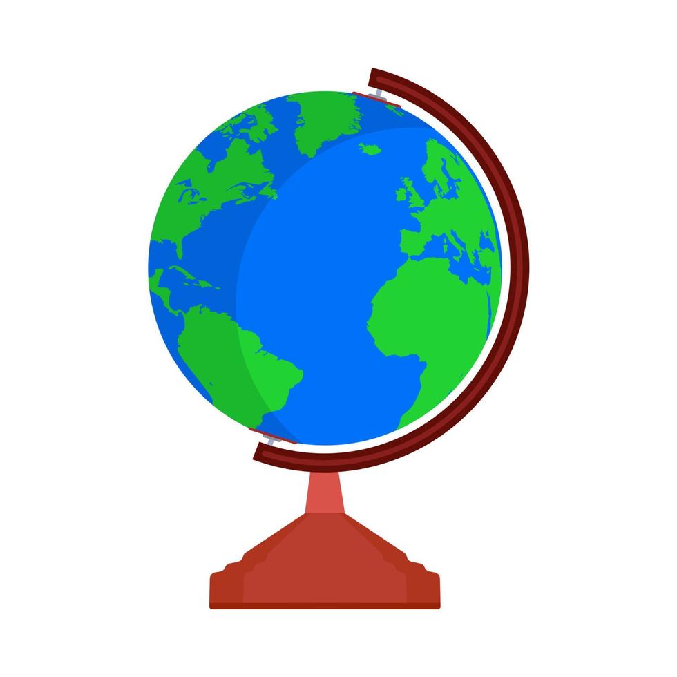 Globe Earth map world vector icon sign. Global travel planet sphere shape. Flat education symbol atlas simple