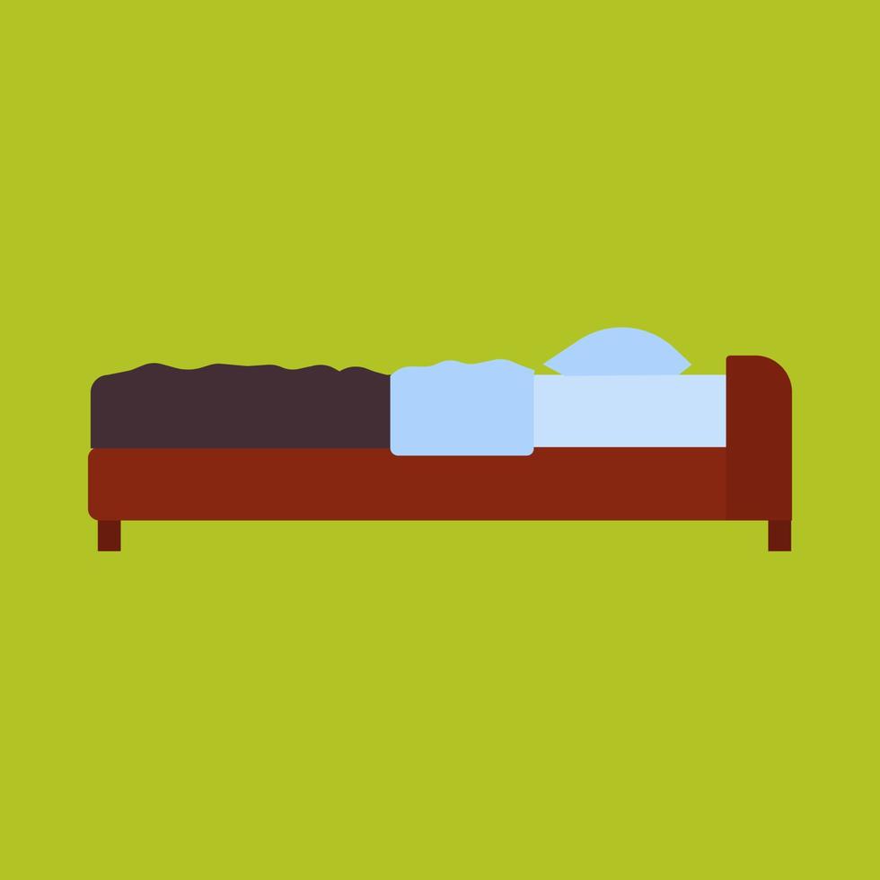 Bed side view vector bedroom cartoon furniture home. Sleep interior hotel rest. Flat duvet simple flat apartment