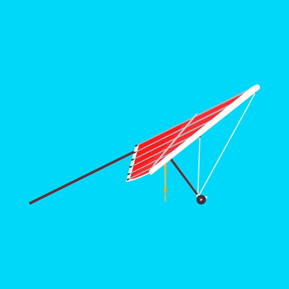 Hang glider sport extreme vector icon side view. Sky adventure hobby para skydiving. Cartoon red plane ascend