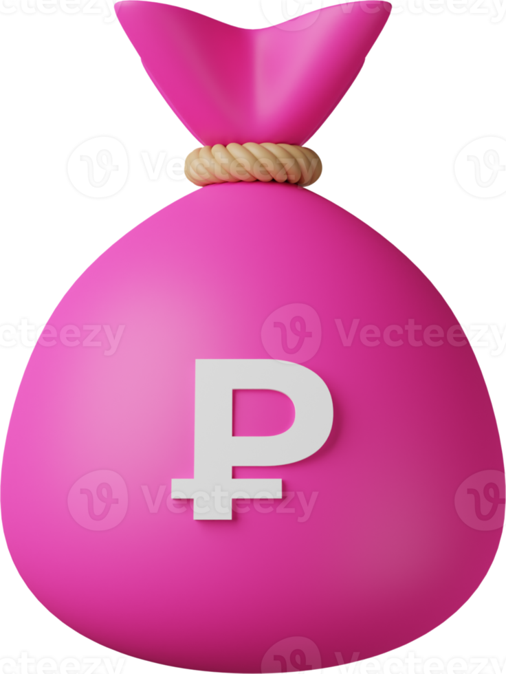 rosa pengar väska rubel 3d illustration png