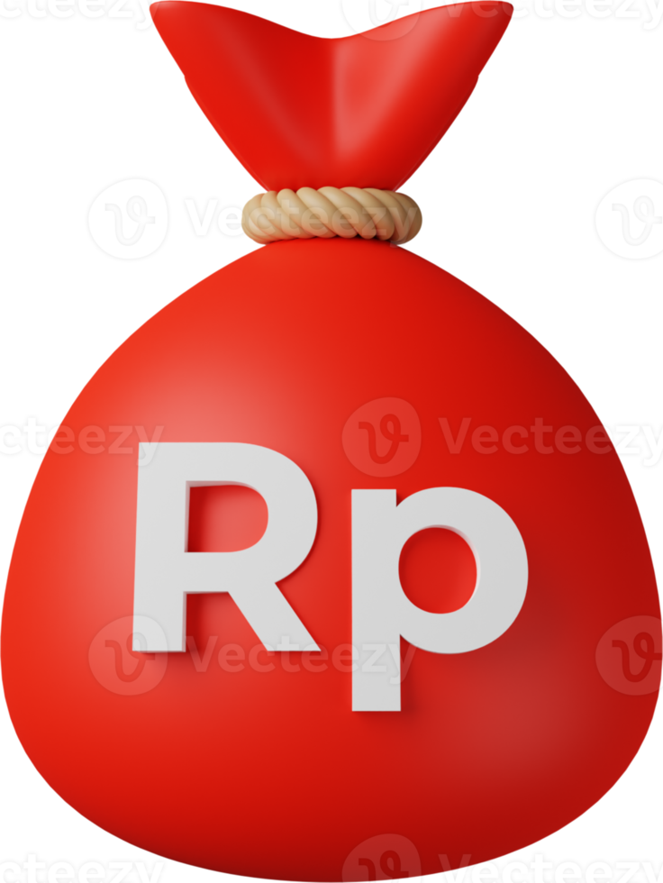 röd pengar väska rupiah 3d illustration png