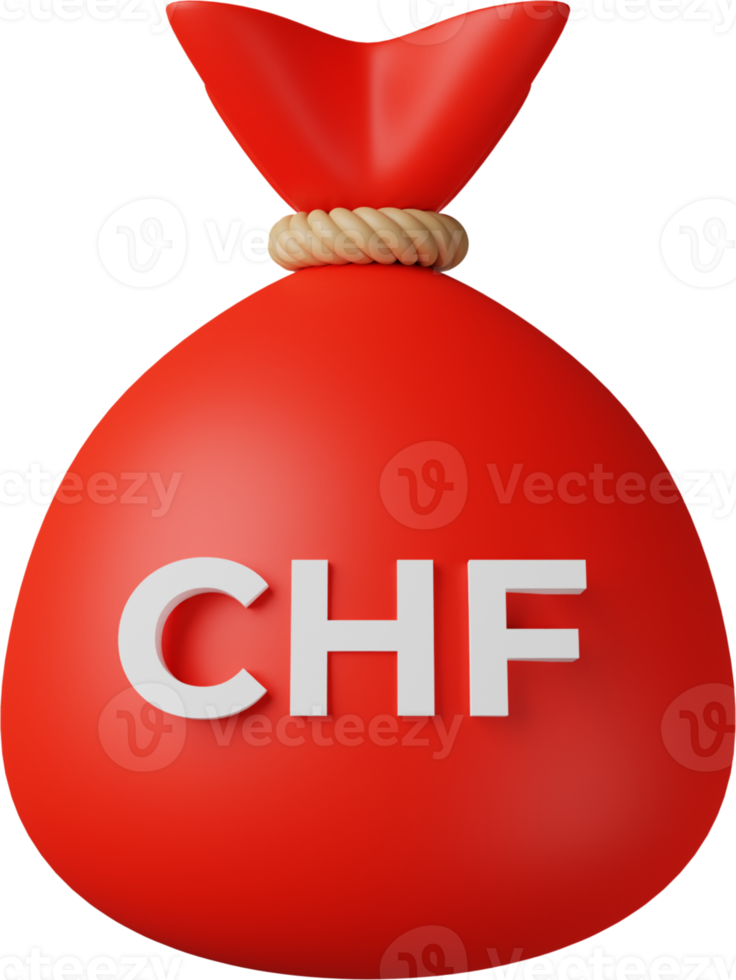Red Money Bag Franc 3D Illustration png