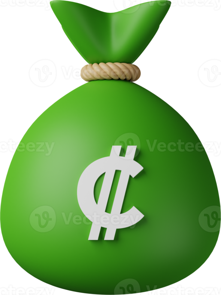 Green Money Bag Colon 3D Illustration png