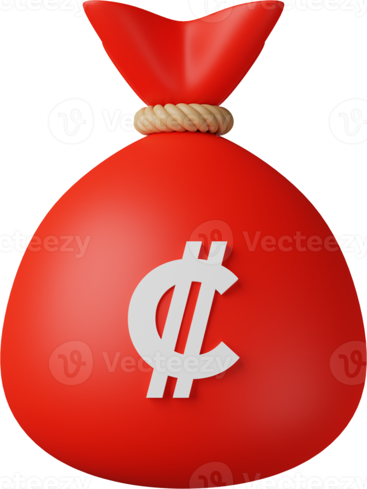 Red Money Bag Colon 3D Illustration png