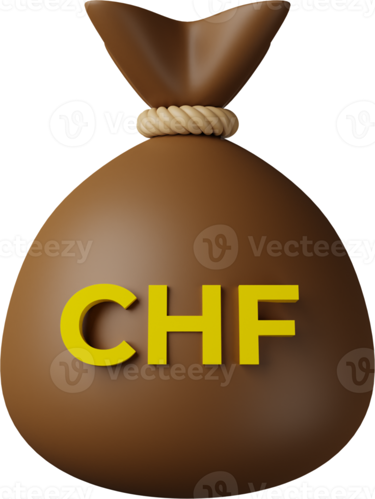 braune Geldbeutel Franken 3D-Darstellung png